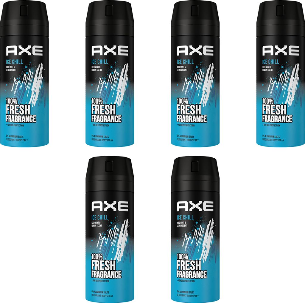 AXE Bodyspray Ice Chill Deo 6x 150ml Deospray Männerdeo ohne Aluminium Deodorant für Herren Männer Men