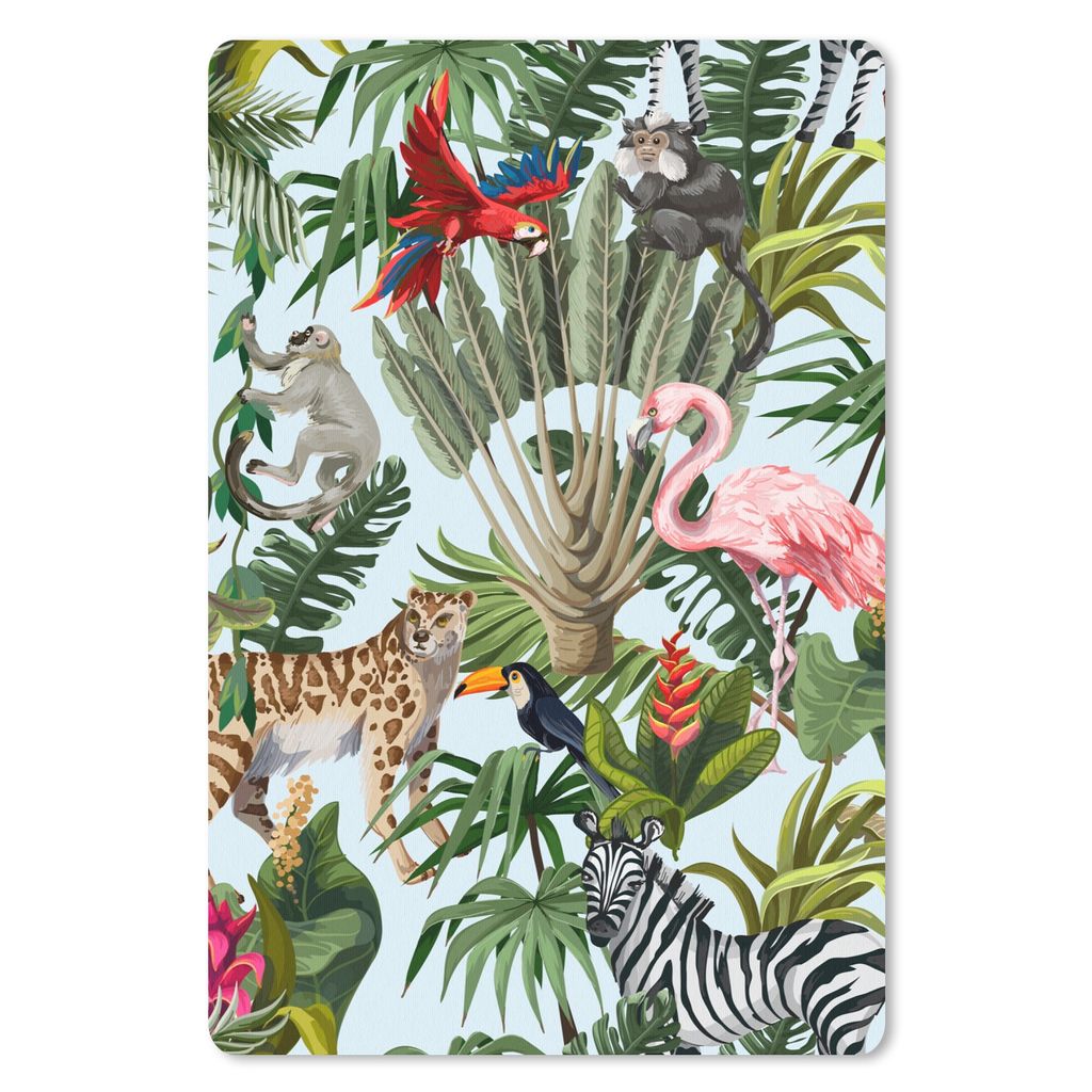 MuchoWow Mauspad Mousepad Dschungel - Tiere - Mädchen - Kinder - Jungen - Flamingo - Papagei 40x60 cm - Mousepads - Maus Mat - Pad - Mausunterla...