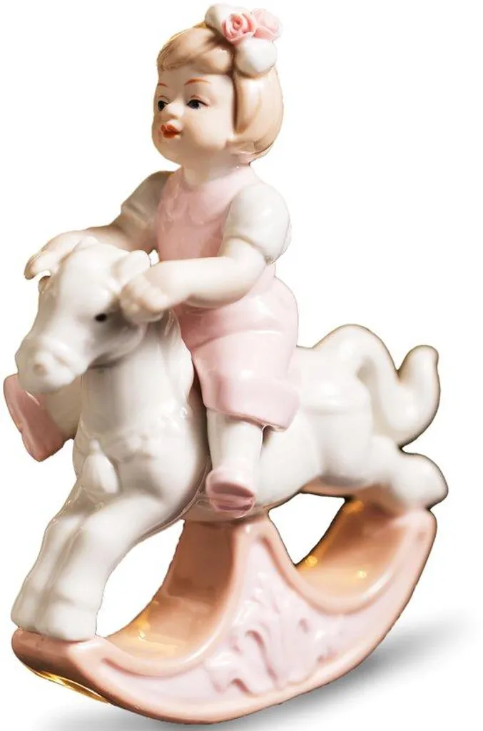 Figurine en porcelaine Swing Girl - Sculpture décorative enfantine