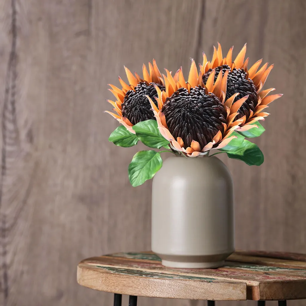 Protea Artificielle : Fleur Bleue Floquée pour Décor Longue Durée - 2