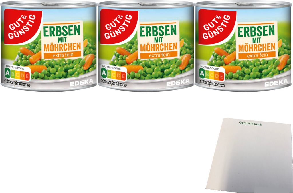 Gut & Günstig Junge Erbsen mit Möhrchen extra fein (3x200g Produktbild 