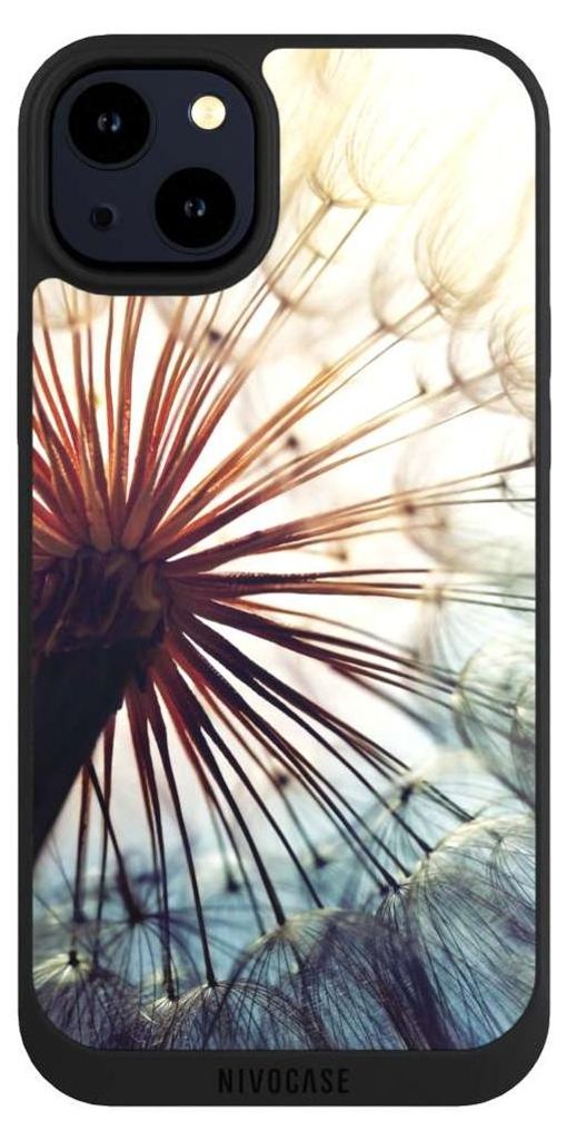 NIVOCASE Handyhülle für Apple iPhone 14 Plus Hülle NIVOpure Case Schwarz Blumen Fotografie Pusteblume