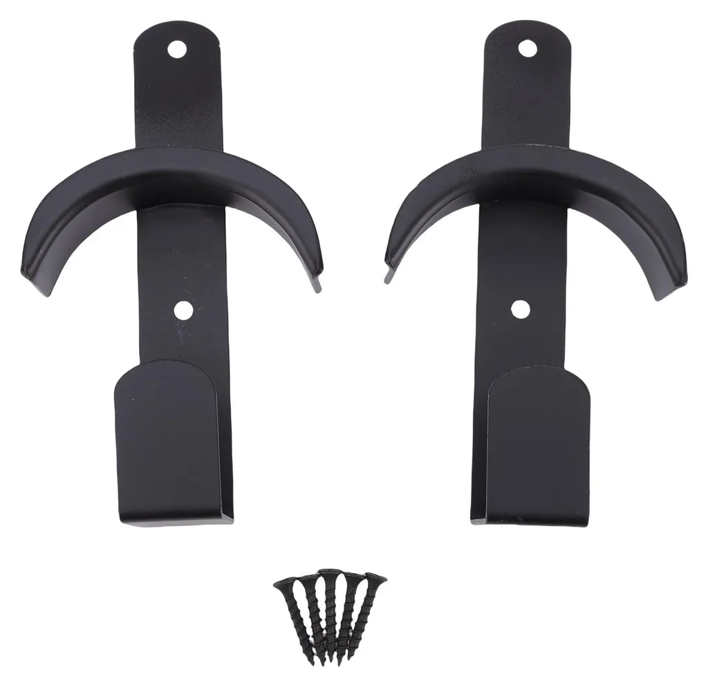Support de selle mural en métal noir avec crochets pour écurie - 2 pièces