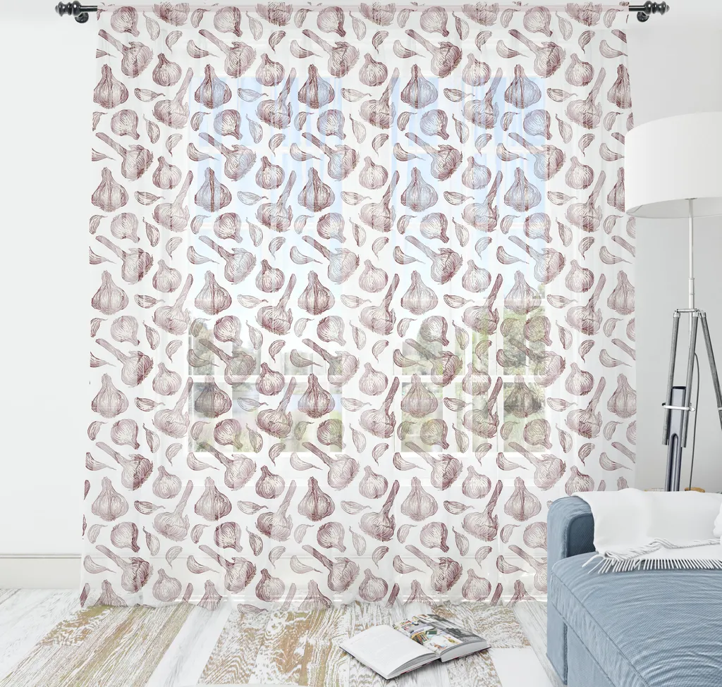 Tapisserie Satinée Illustration Ail Dessinée Main 180x274 cm ABAKUHAUS