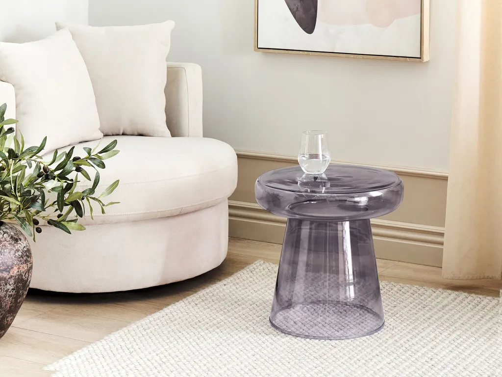 Table d'appoint en verre gris teinté transparent - Sellette déco chic - 2