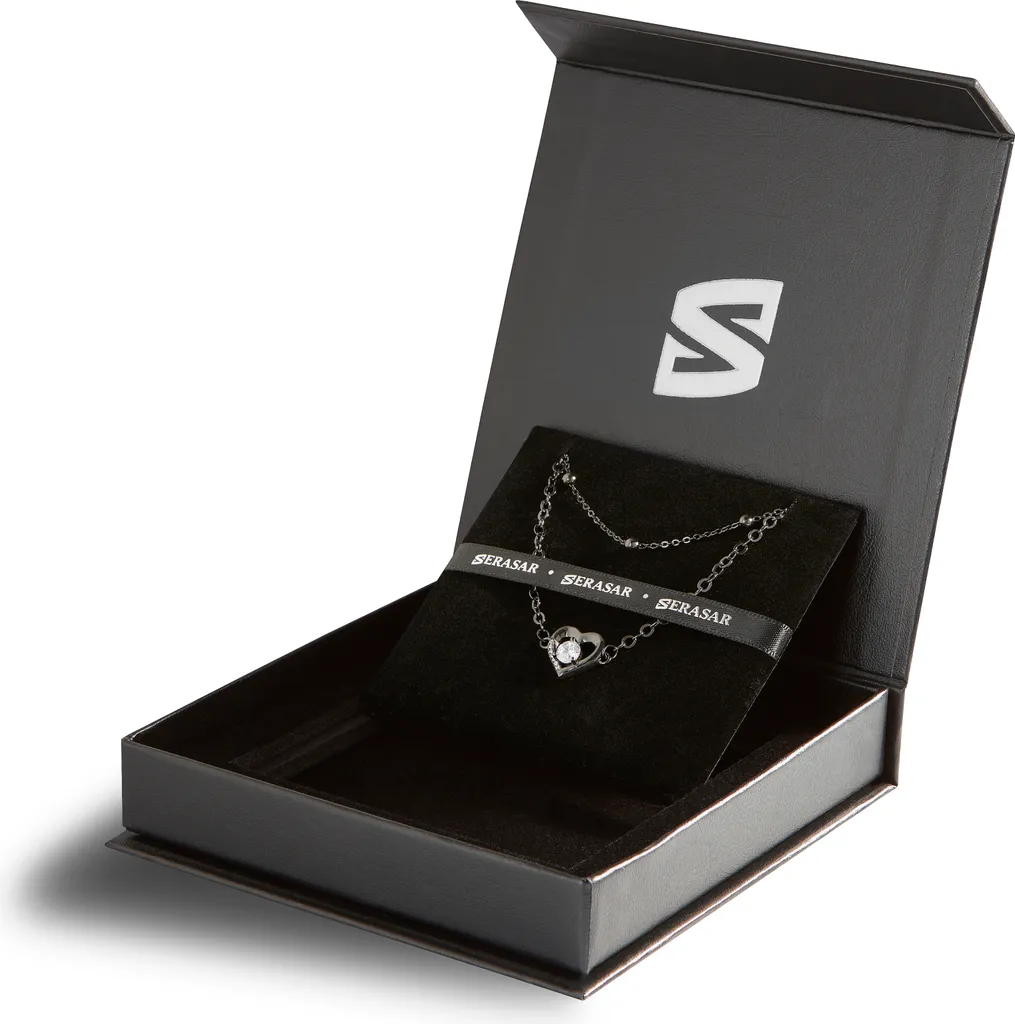 Chaîne de Cheville en Argent 925 Noir avec Pendentif Cœur 28cm - 3