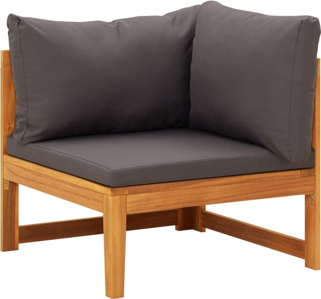 Ecksofa mit Dunkelgrauen Kissen Massivholz Akazie