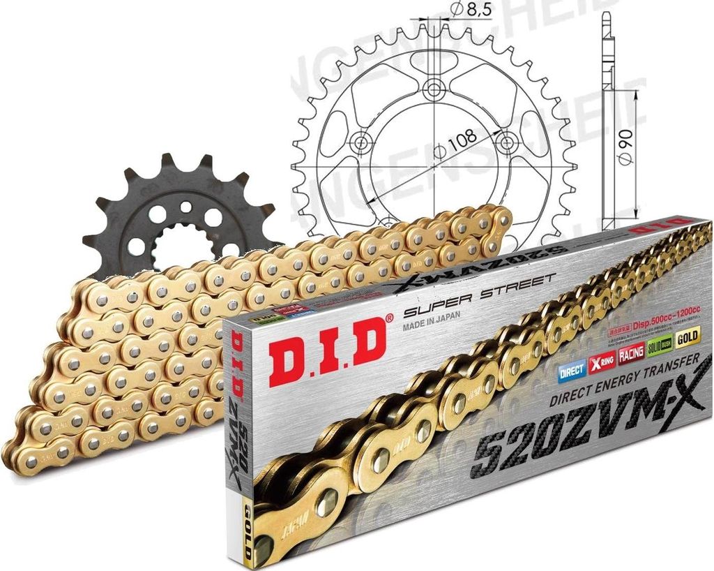 DID Kit Stahl Kompatibel mit DUCATI 906 Paso 89-89 15-40-108 DID520ZVM-X(G&G) Endlos