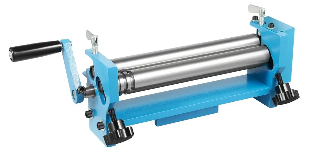Rouleuse à tôle 300mm avec fonction cintrage fil acier 5mm bleu vif