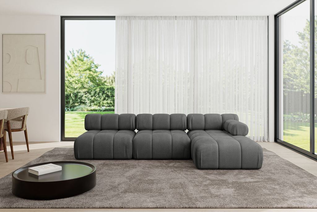 ALTDECOR Modulares Sofa Ecksofa in L-Form - Razon-L2 - 285x160x70 cm Dunkelgrau Corner modular Sofa Eckcouch Couch Wohnlandschaft Cauchsofa Polster...