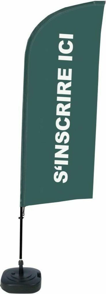 Showdown Displays Beachflag Alu Wind Komplett-Set Hier Anmelden Grau Französisch