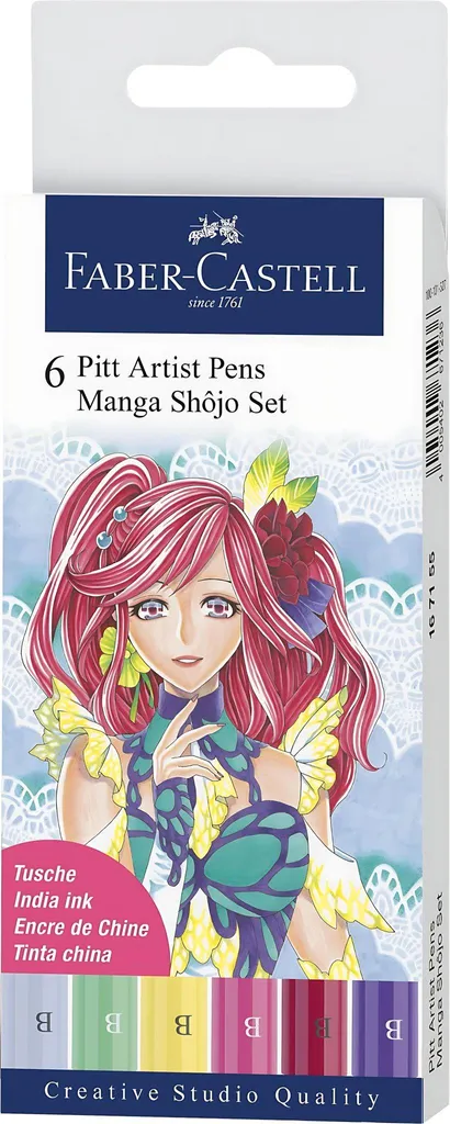 Set 6 Pitt Artist Pen Faber-Castell 167155 Manga Shojo - Brush B