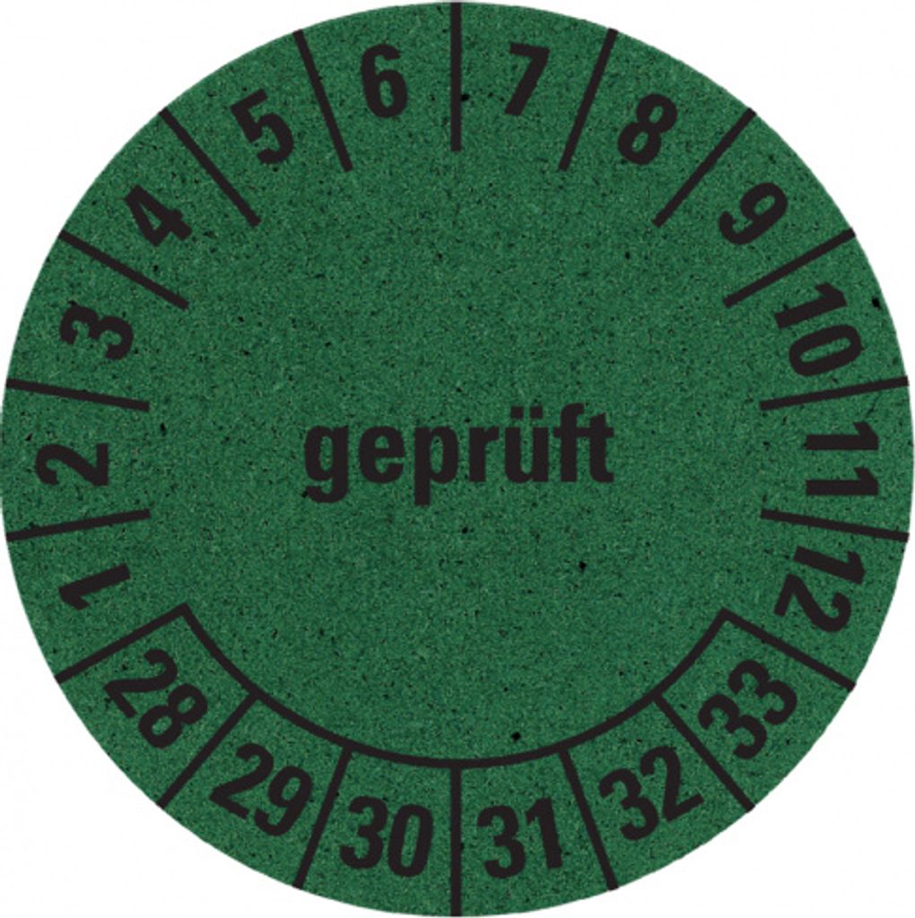 Dreifke Prüfplakette 28-33, grün, Graspapier, selbstklebend, Ø 30mm,...