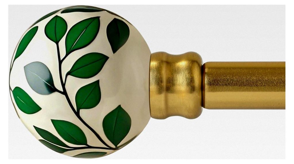 Gardinenstange Gold 80-292 cm | Ø25 mm | Ausziehbare Vorhangstange aus schwerem Metall | Wandmontage | mit Keramik-Blatt-Endstücken und Halterung...