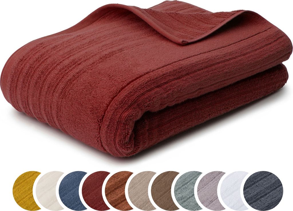 sleepling liebling Saunatuch Luxus Bio Baumwolle, Serie Marseille, 770 gr. / m², 80 x 200 cm, 60 Grad, saugstark, schnelltrocknend, karminrot