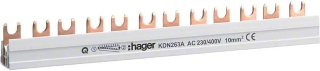 Peigne Hager 2P pour tableau électrique 57 modules fixation fourche - 3