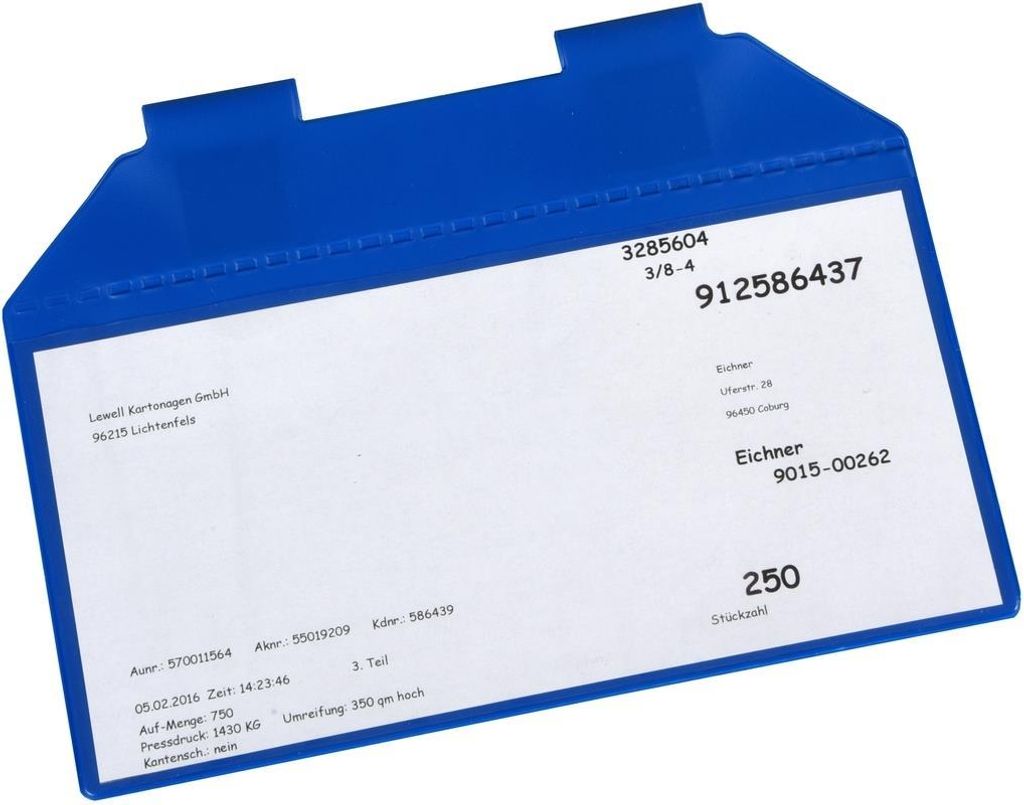 Dokumentenhülle mit magnetischen Schlaufen, aus PVC, zum Aufhängen an Gitterboxen, mit Regenschutzklappe, für den Außenbereich verwendbar, Form...