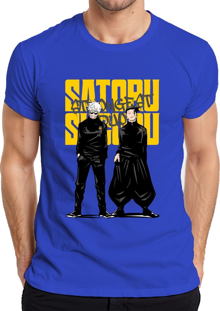 Satoru Gojo Geto Strongest Duo Jujutsu Kaisen Anime Ästhetik Japan Y2K Herren T-Shirt, Blau, 3XL