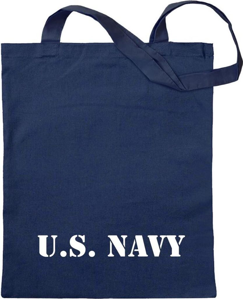 Kiwistar - Baumwolltasche - dunkelblau - U.S. Navy - Tragetasche Stoffbeutel Umhängetasche langer Henkel