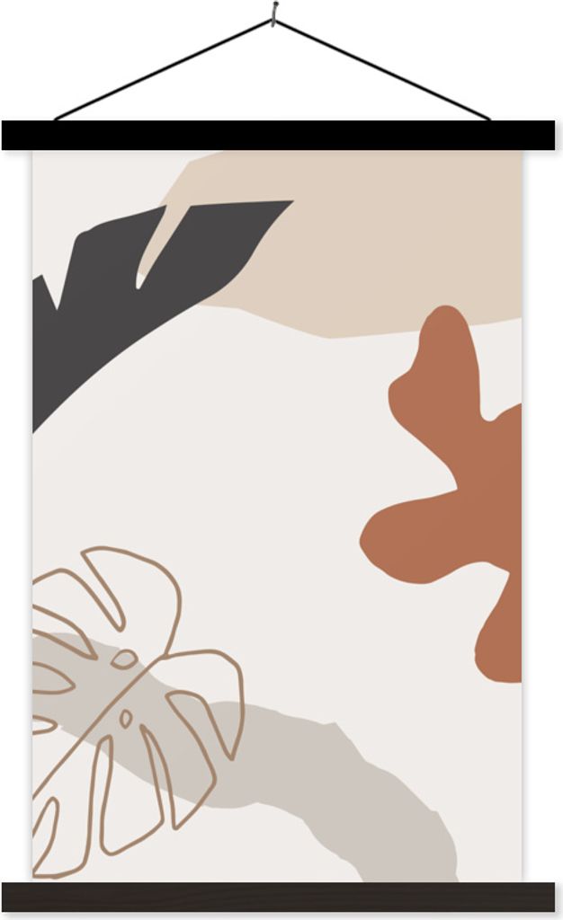 MuchoWow Textilposter Sommer - Blätter - Farbe - Weiß 60x90 cm mit schwarzem Rahmen - Poster Wohnzimmer