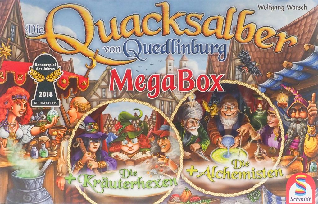 A collage of artwork depicting characters and scenes from a board game, with text overlays.