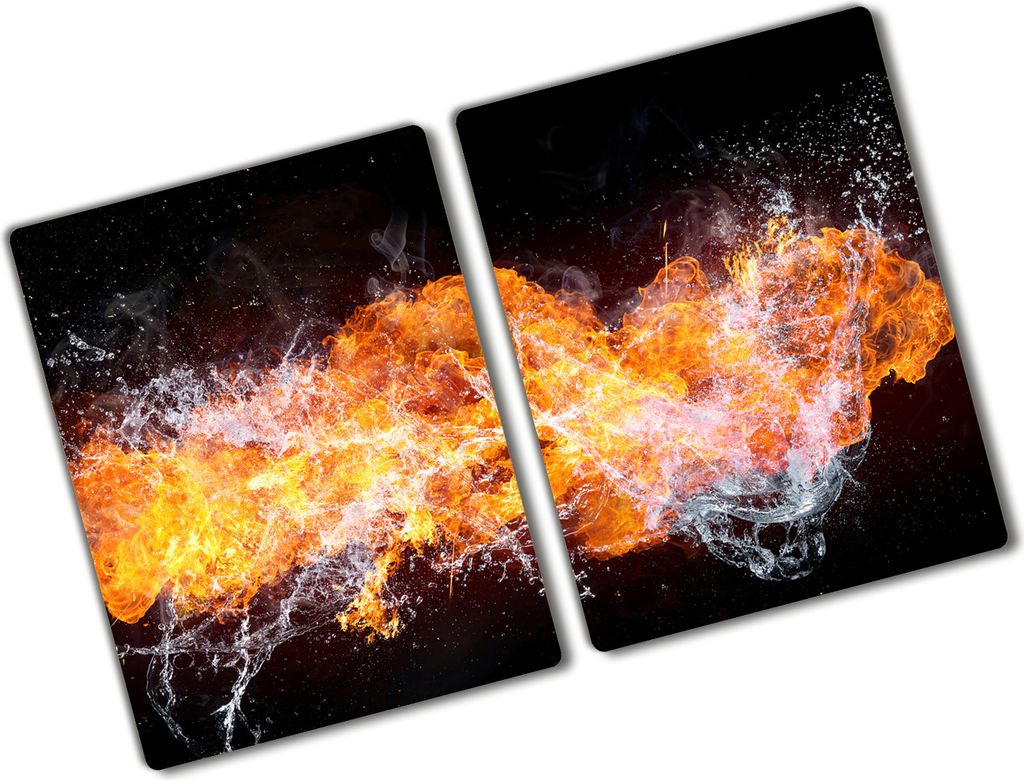 Tulup Glas Herdabdeckplatte - 2x40x52 cm - Glaskeramikkochfeld-Abdeckung Spritzschutz Glasabdeckplatte Kochplattenabdeckung und Schneidebrett - Zwe...