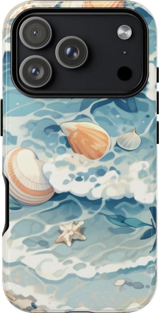 Muscheln und Seesterne auf sanften Meereswellen – Hülle Kompatibel mit iPhone 17 Pro