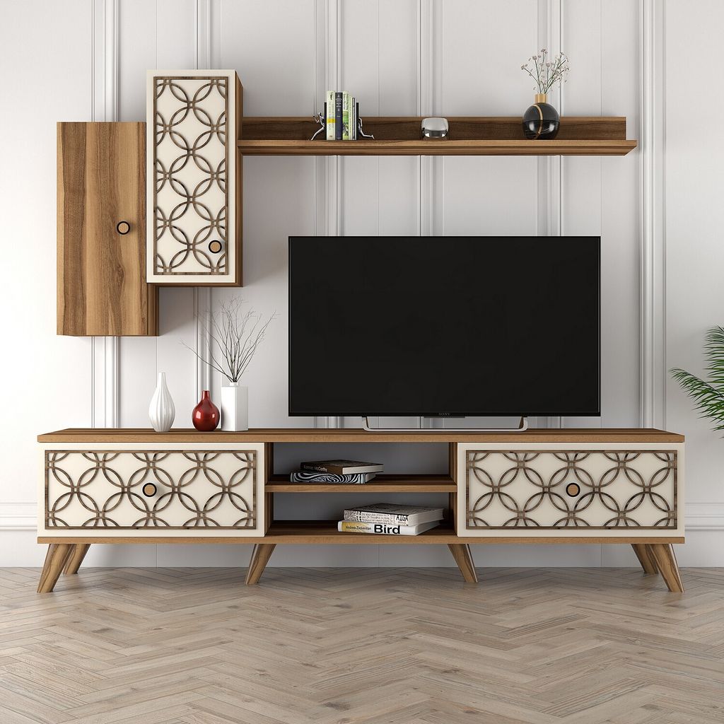 Skye Decor, Class S - Walnut, Cream, TV-Schränke, Nussbaum, 180 x 44 x 35 cm