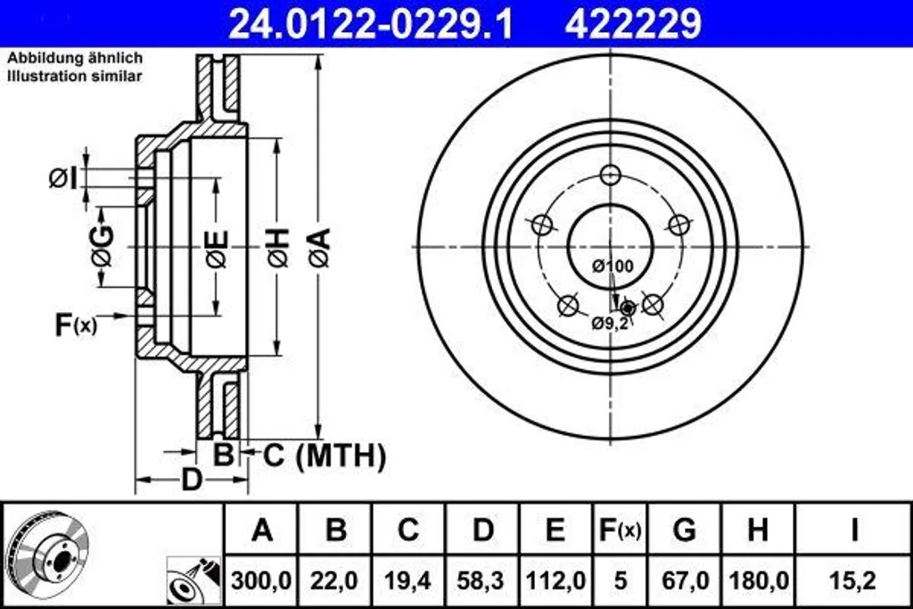 Disque de frein ATE Haute Performance OE 2304230412 pour Classe S/SL