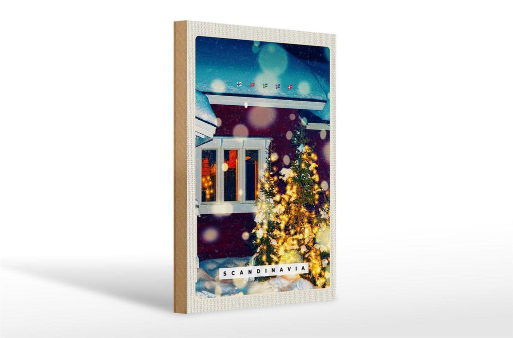 Holzschild Reise 20x30cm Skandinavien Winterzeit Produktbild 