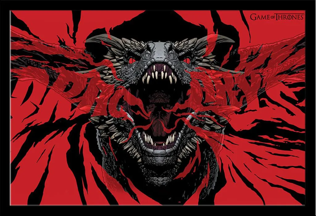 Game of Thrones - Poster - Dracarys + cornice rimovibile, Shinsuke® Maxi MDF nero, disco acrilico - 1