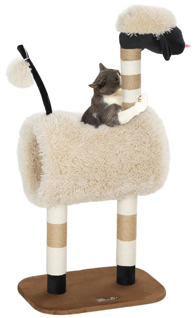 PawHut Tiragraffi da 98 cm con palo, tunnel e pallina, Immagine del prodotto 