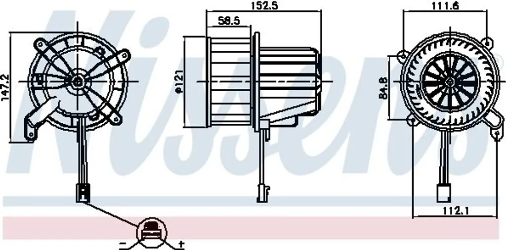 Ventilateur d'habitacle arrière Nissens 87621 haute performance 12V