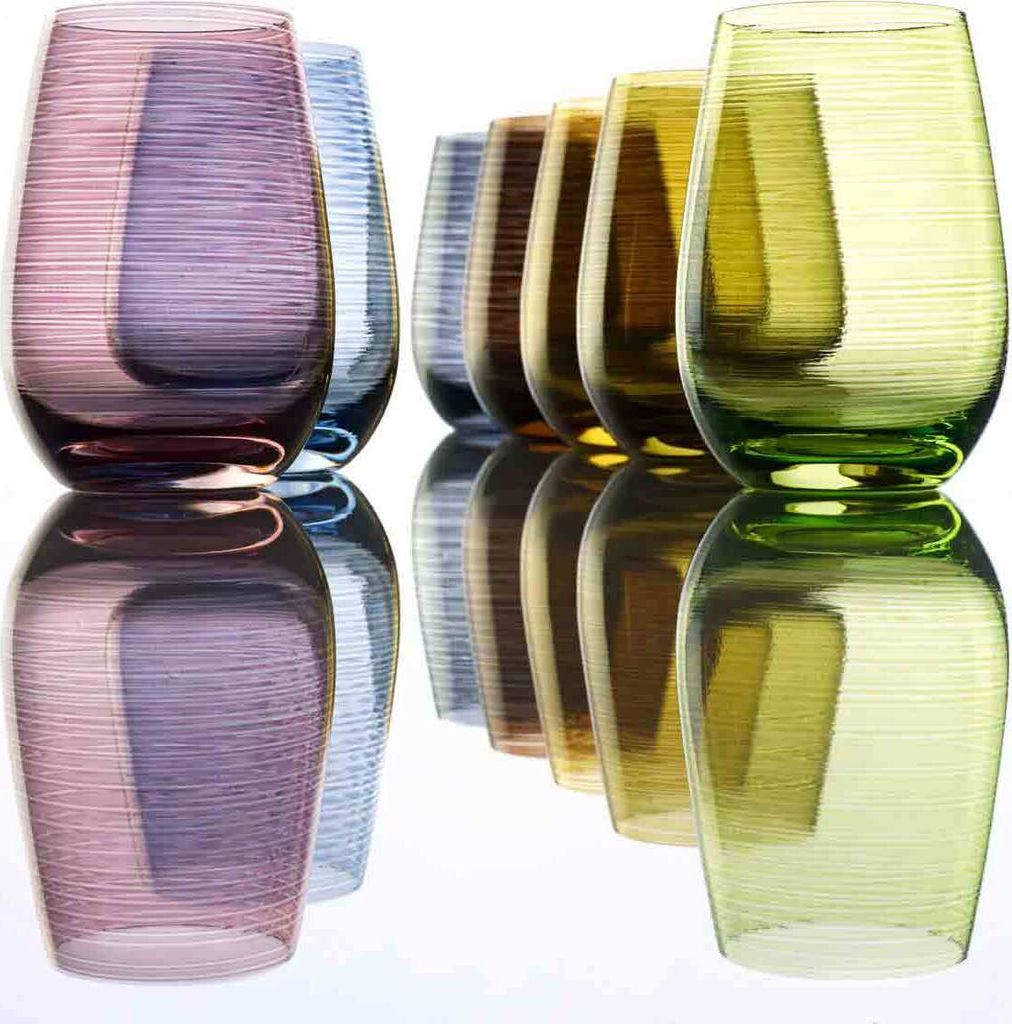 Jeoyan Vasos de Agua con Relieve Floral 260ml - Juego de 6 Tazas de