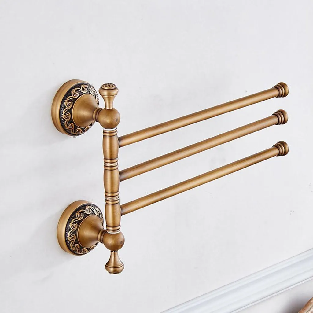 Porte-serviettes laiton rétro pour petite salle de bain - 3 branches