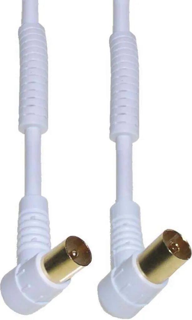 Câble coaxial TV 2,5m blanc HFW 202 G pour relier décodeur et prise TNT