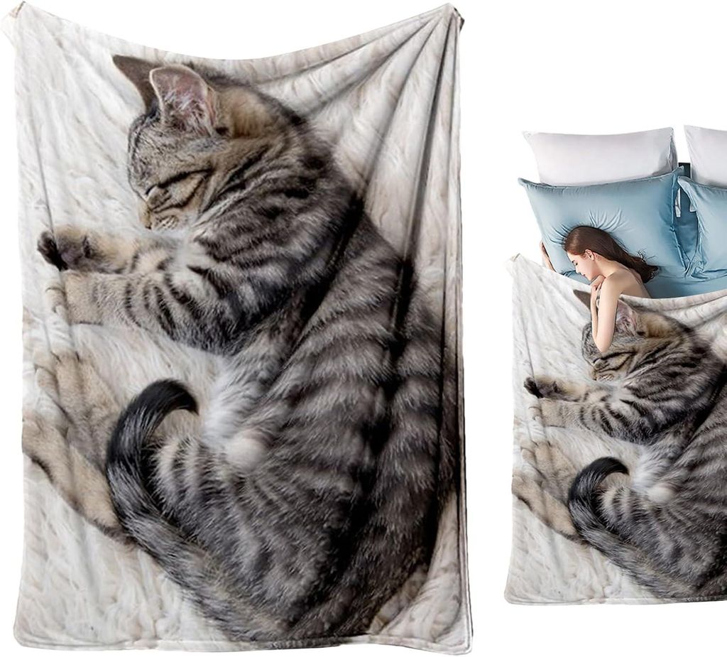 Flanelldecken mit Katzenmuster, 130 x 150 cm, weich/dekorativ, Wohnzimmer/Schlafzimmer/Bš¹ro, Herbst/Winter/Weihnachten
