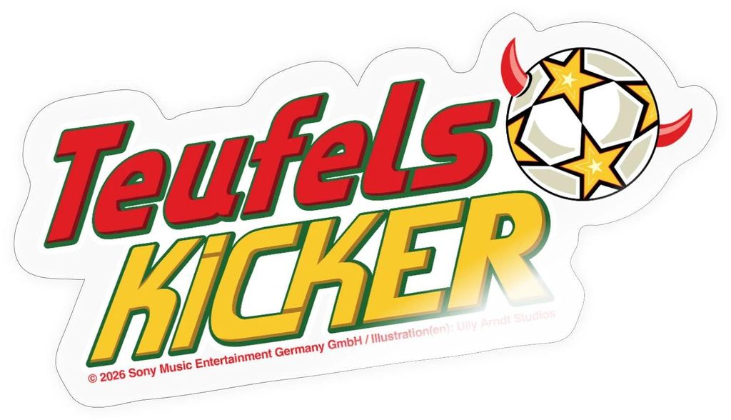 Spreadshirt Teufelskicker Schriftzug Mit Fußball Sticker Aufkleber, 10 x 10 cm, Transparent glänzend