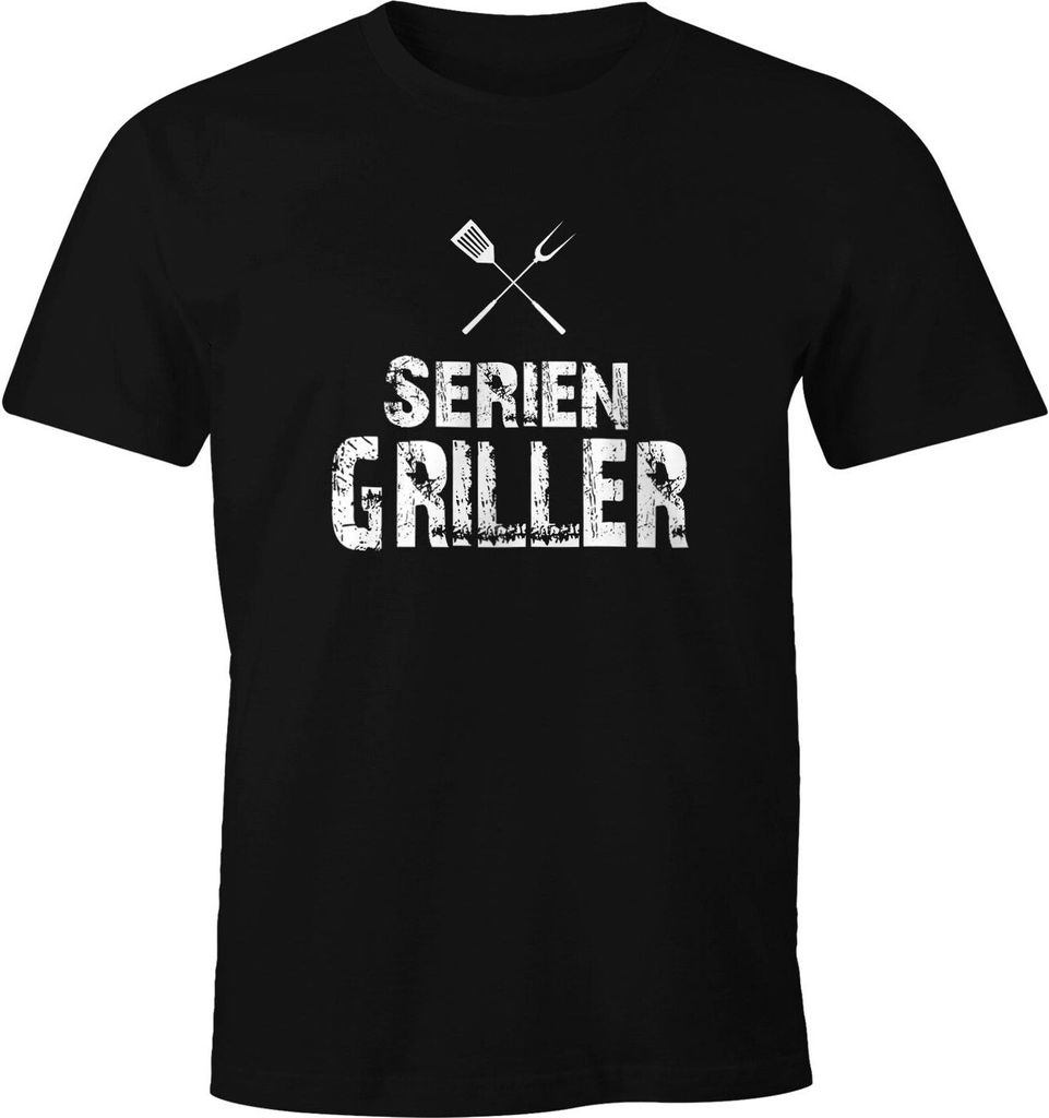 Herren T-Shirt Seriengriller Fun-Shirt Gríll-Shirt Moonworks schwarz XS