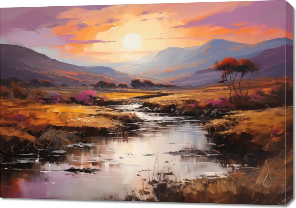Quadro Grande 100x70 Tramonto Fiume Selvaggio - Stampa HD su Tela