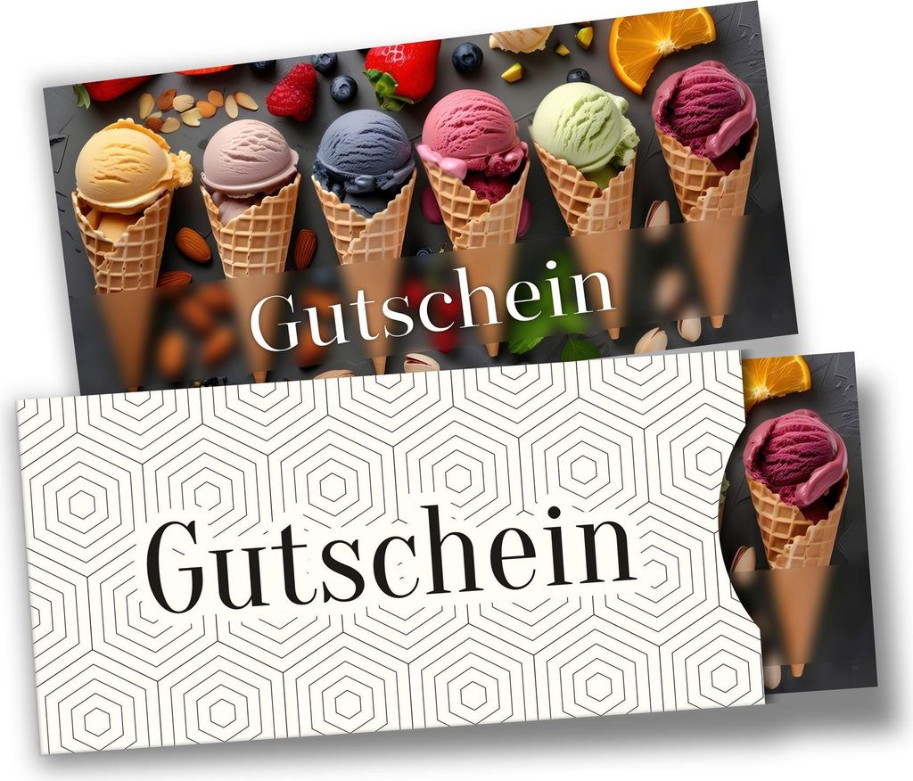 itenga Geschenkgutschein Fotodesign mit Hülle - Motiv EIS Postkarte zum Ausfüllen 21,0 x 9,8 cm
