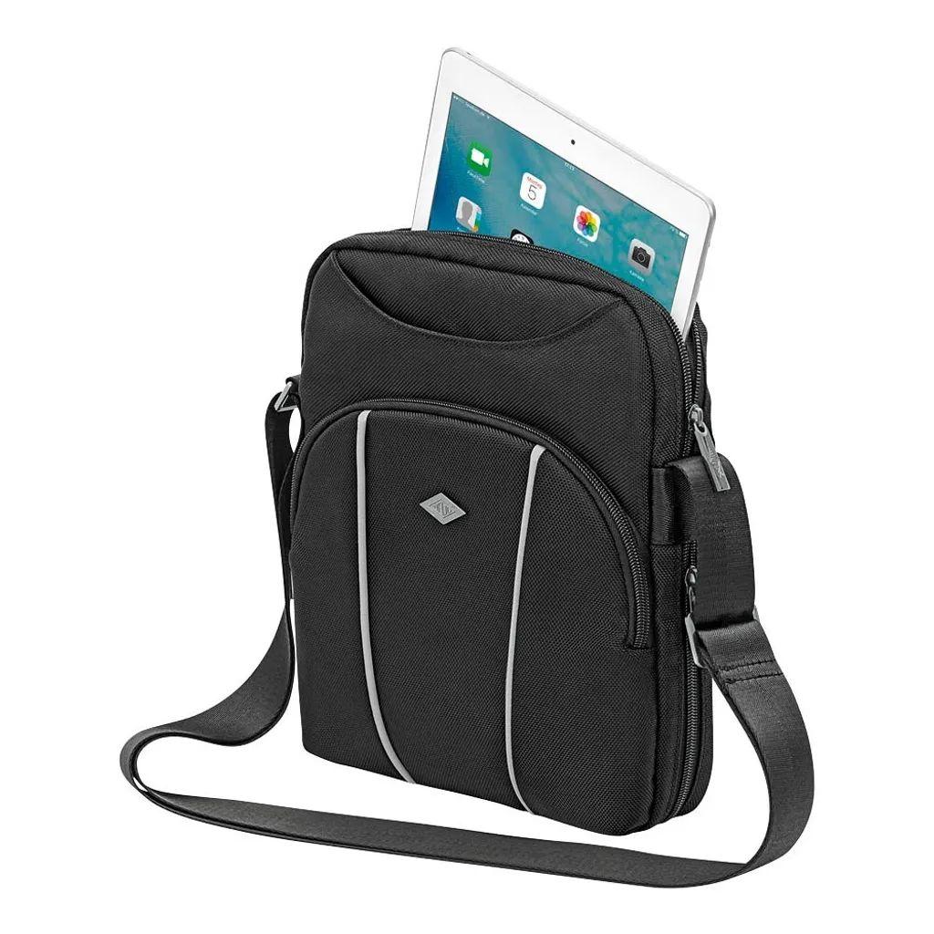 Sacoche Tablette Verticale en Polyester Noir - Messenger Bag Compact