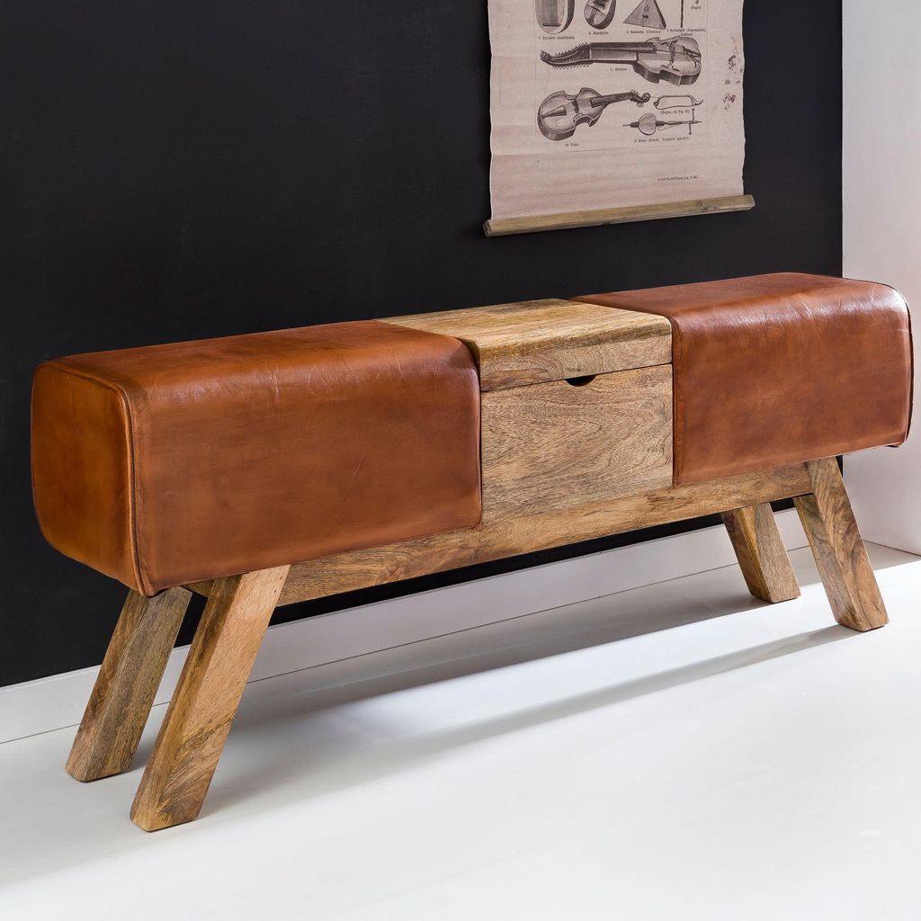 FineBuy Design Turnbock Echtleder Sitzbank Produktbild 
