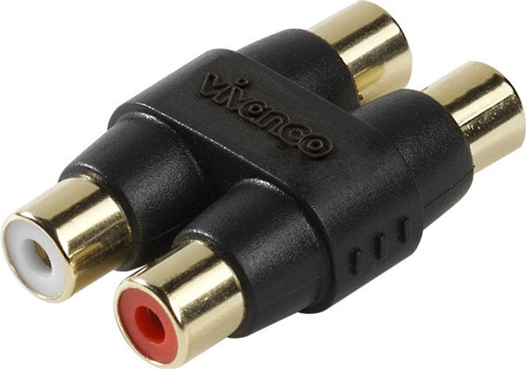VIVanco Hochwertige Cinch Doppelbuchse, Stereo Cinch Adapter, zum Koppeln von zwei Cinch Verbindungen, Stereo
