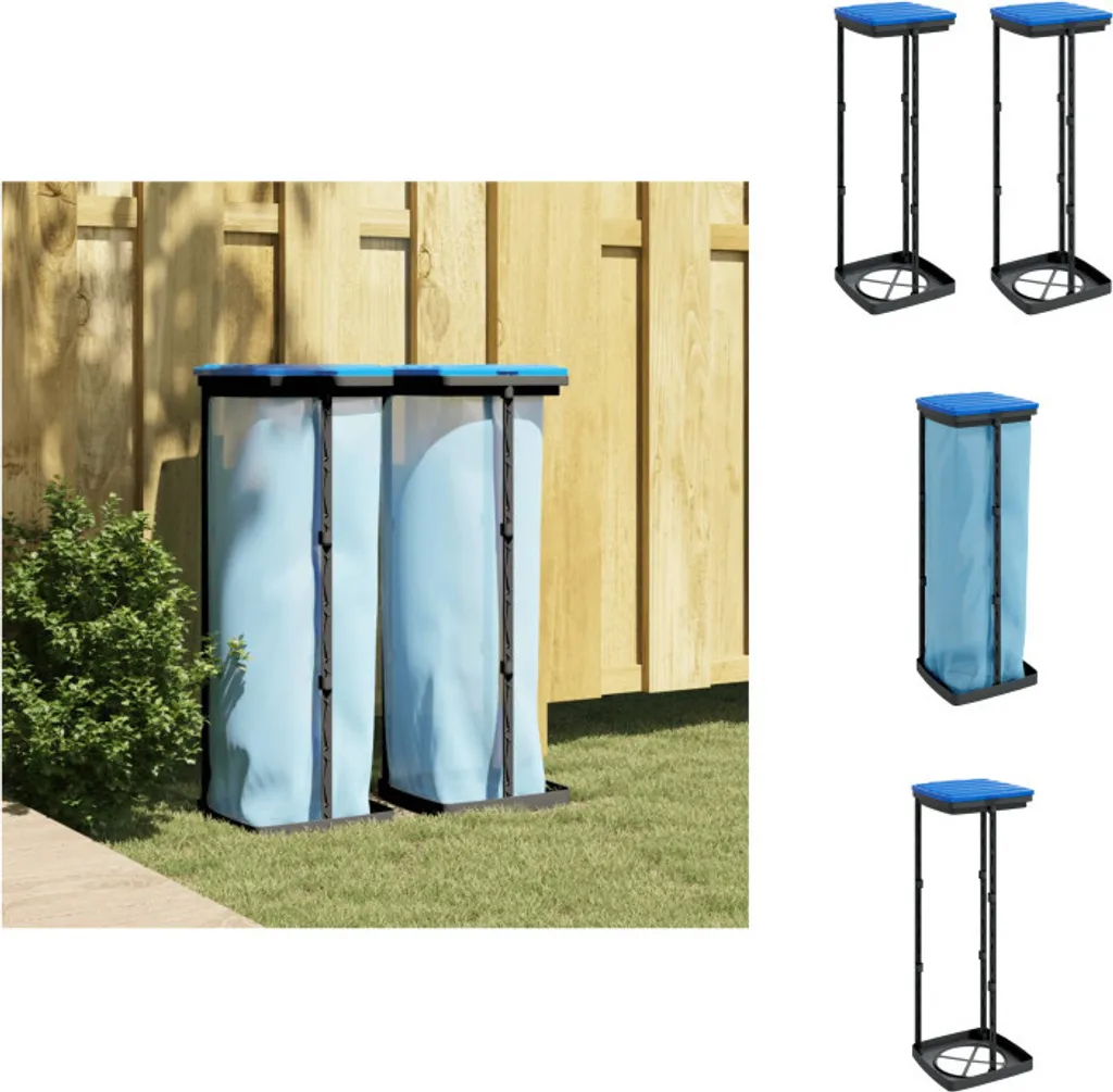 Support sacs poubelle 120 L vidaXL en polypropylène avec couvercle 2 pcs
