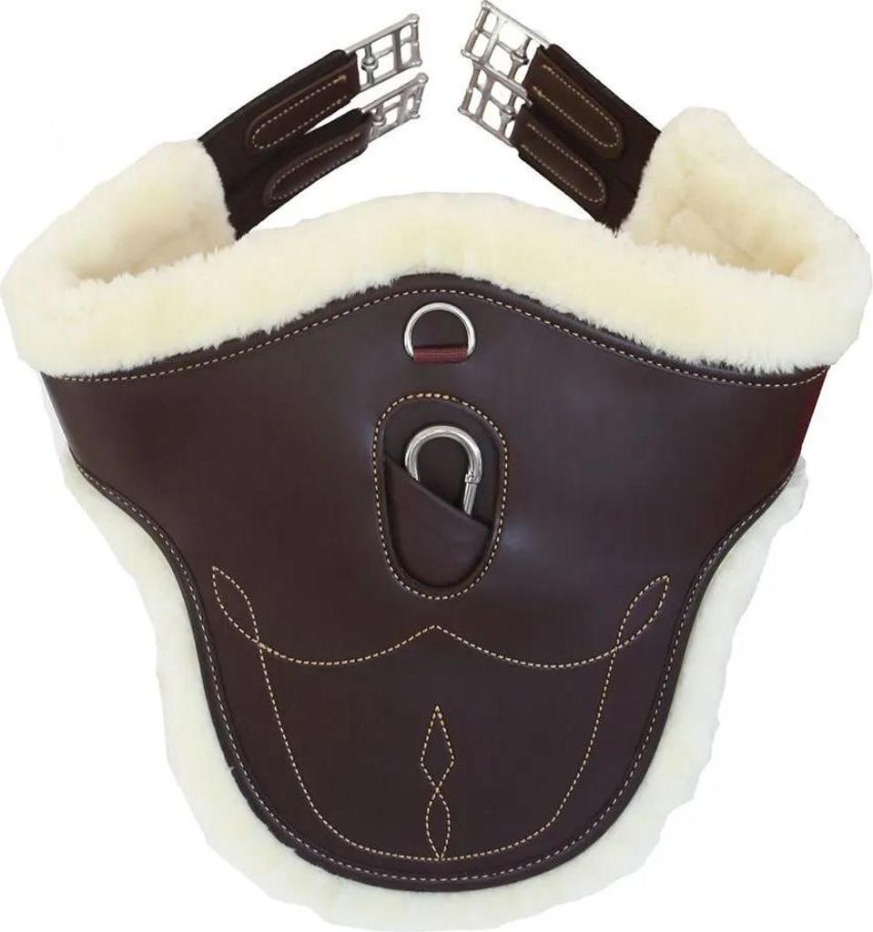 Kentucky Horsewear Stollengurt mit Lammfell Sattelgurt Lammfellgurt Braun
