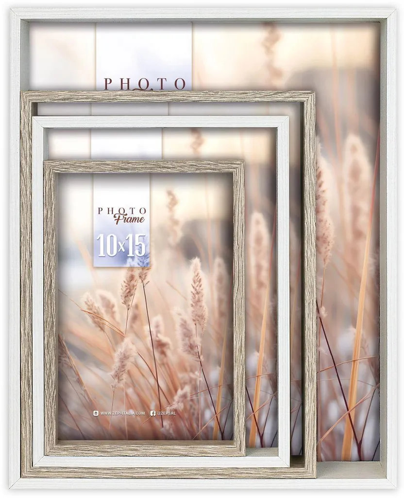 ZEP Cadre Photo Bois Set Varese 4 Pièces 10x15 à 20x25 cm XD429 Naturel