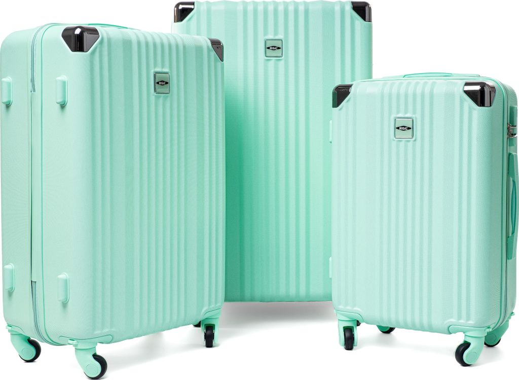 RGL 735 Hartschale Reisekoffer Kofferset Trolley-set abnehmbare Räder ABS 3 teilig 3in1 Koffer XXL XL L Hellgrün