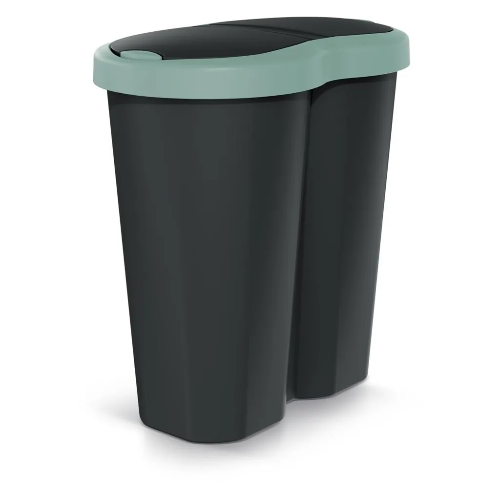 Poubelle 40L Anti-Odeur Compacta R Duo Vert Noir Solution Tri Efficace