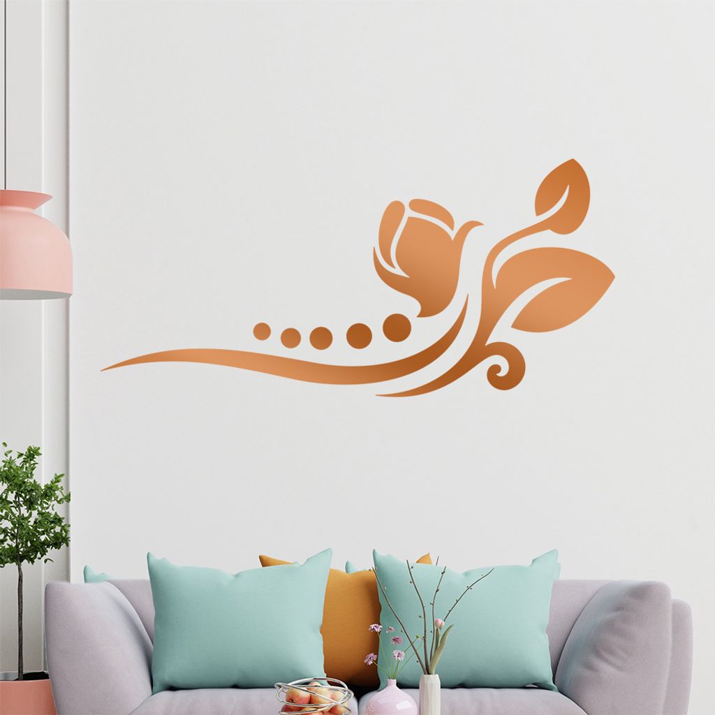 Blume - Linien Punkte Wandtattoo in 6 Größen - Wandaufkleber Wall Sticker - Dekoration, Küche, Wohnzimmer, Schlafzimmer, Badezimmer
